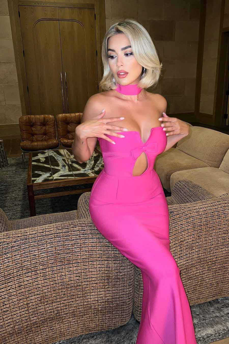 Abito lungo Holly - Rosso rosa