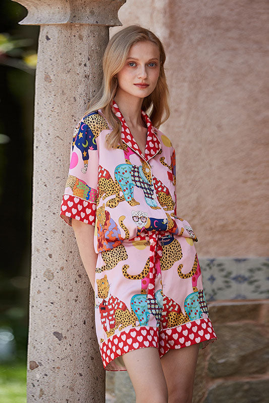 סט פיג'מות בהדפס פלמינגו