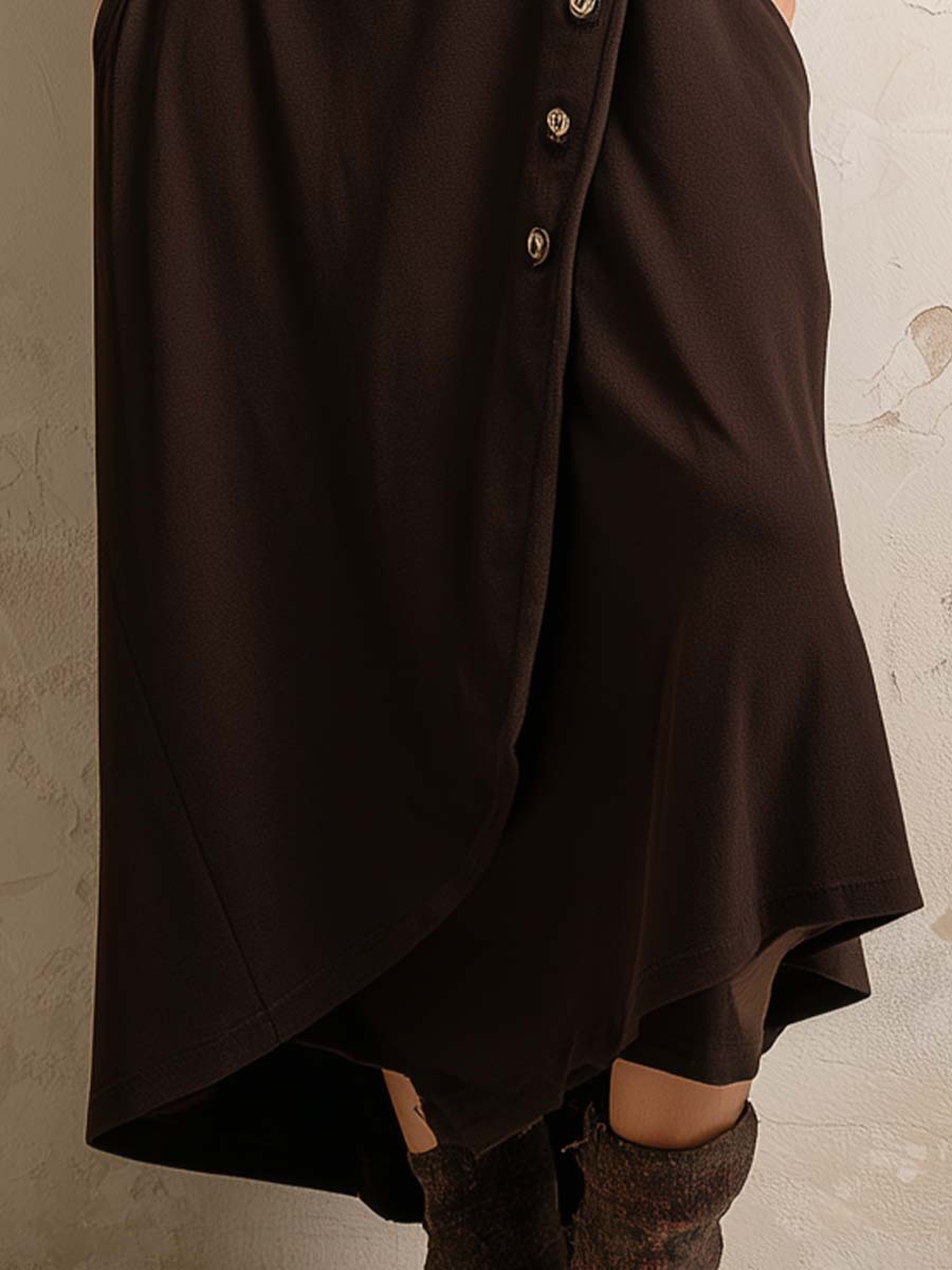 Boho-inspiréiert Midi-Kleed mat Knäppréier op der Säit