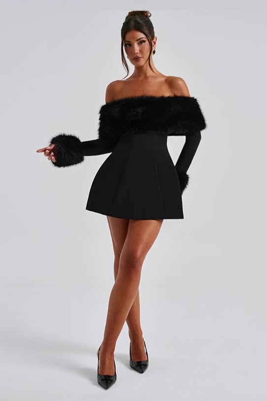 Ein-Schulter Slim Sexy Mini Kleid