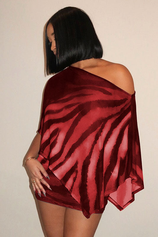 Conjunto de falda transparente con estampado de tigre