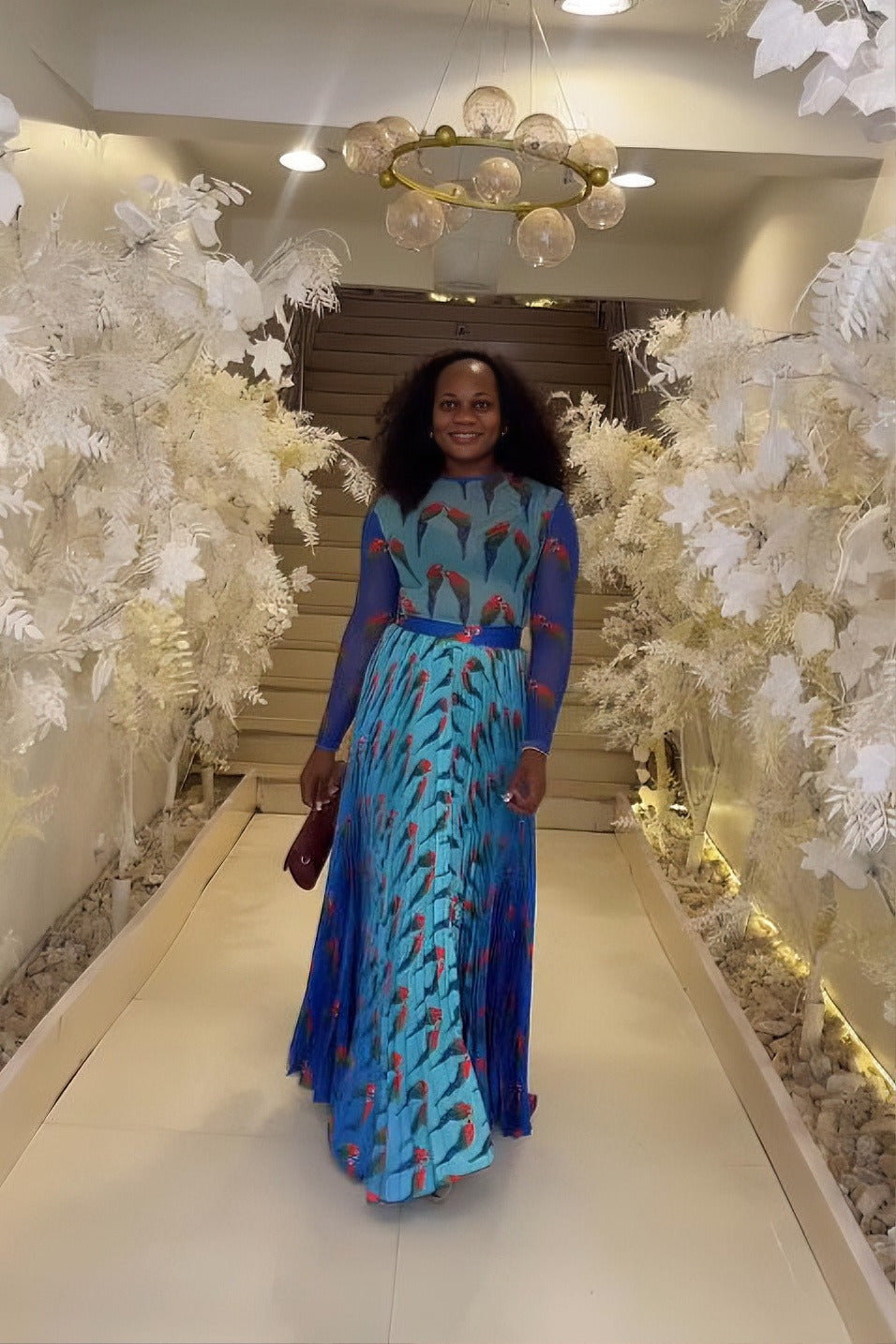 Sky Blue Parrot Swing Bodysuit Skirt Set