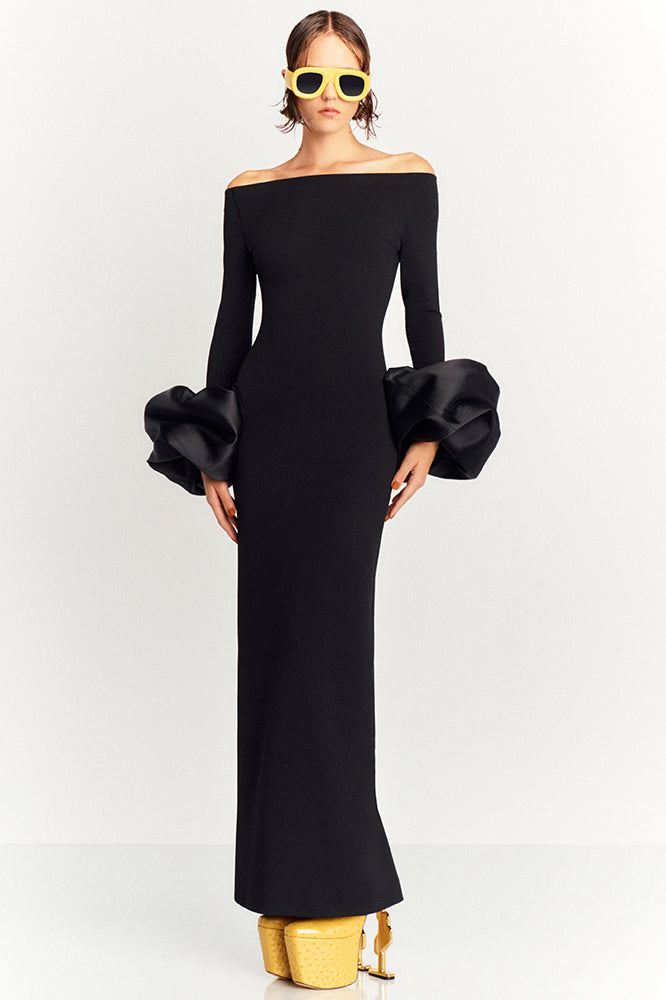 Enfärgad lanternärmklänning