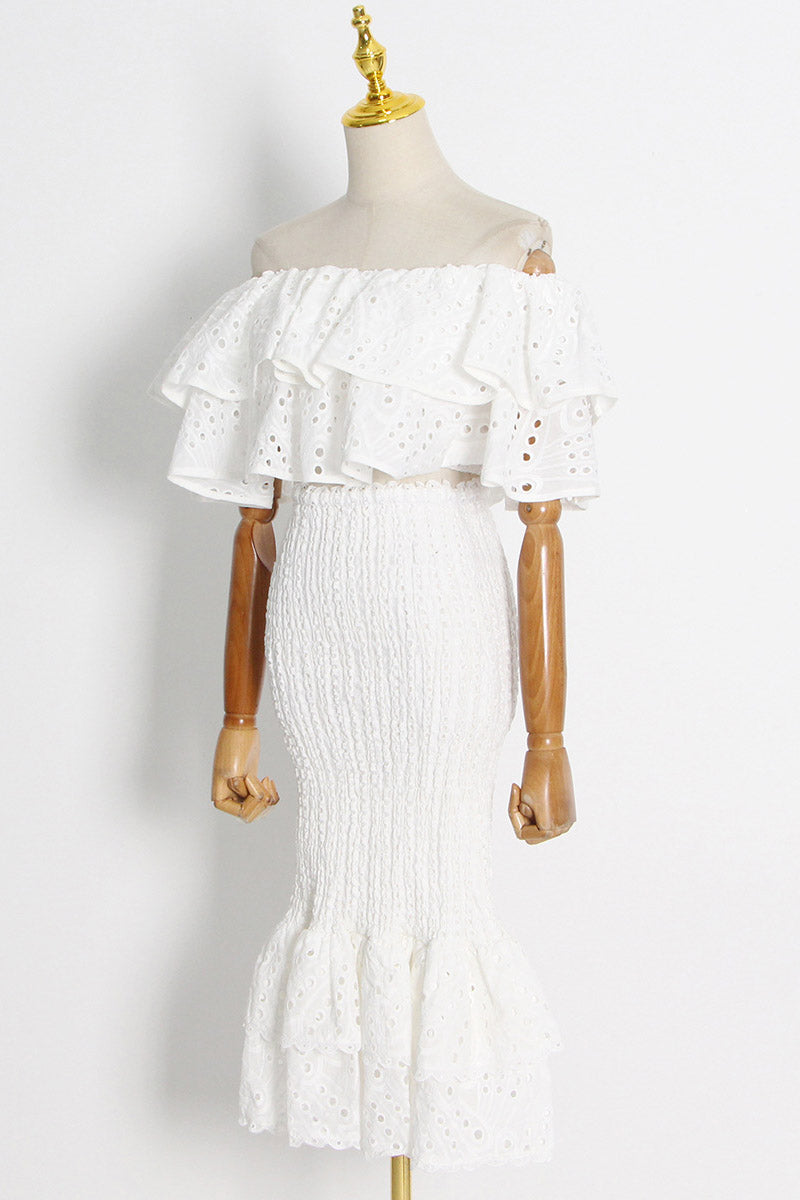 Sada maxi šatů Dolly s výšivkou s krajkou