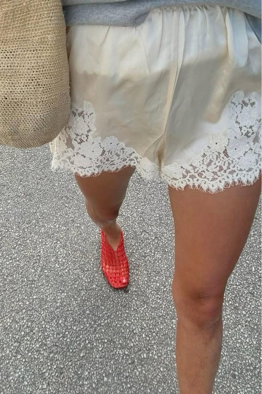 Lolita Lace-Trimmed Silk-Satin Shorts