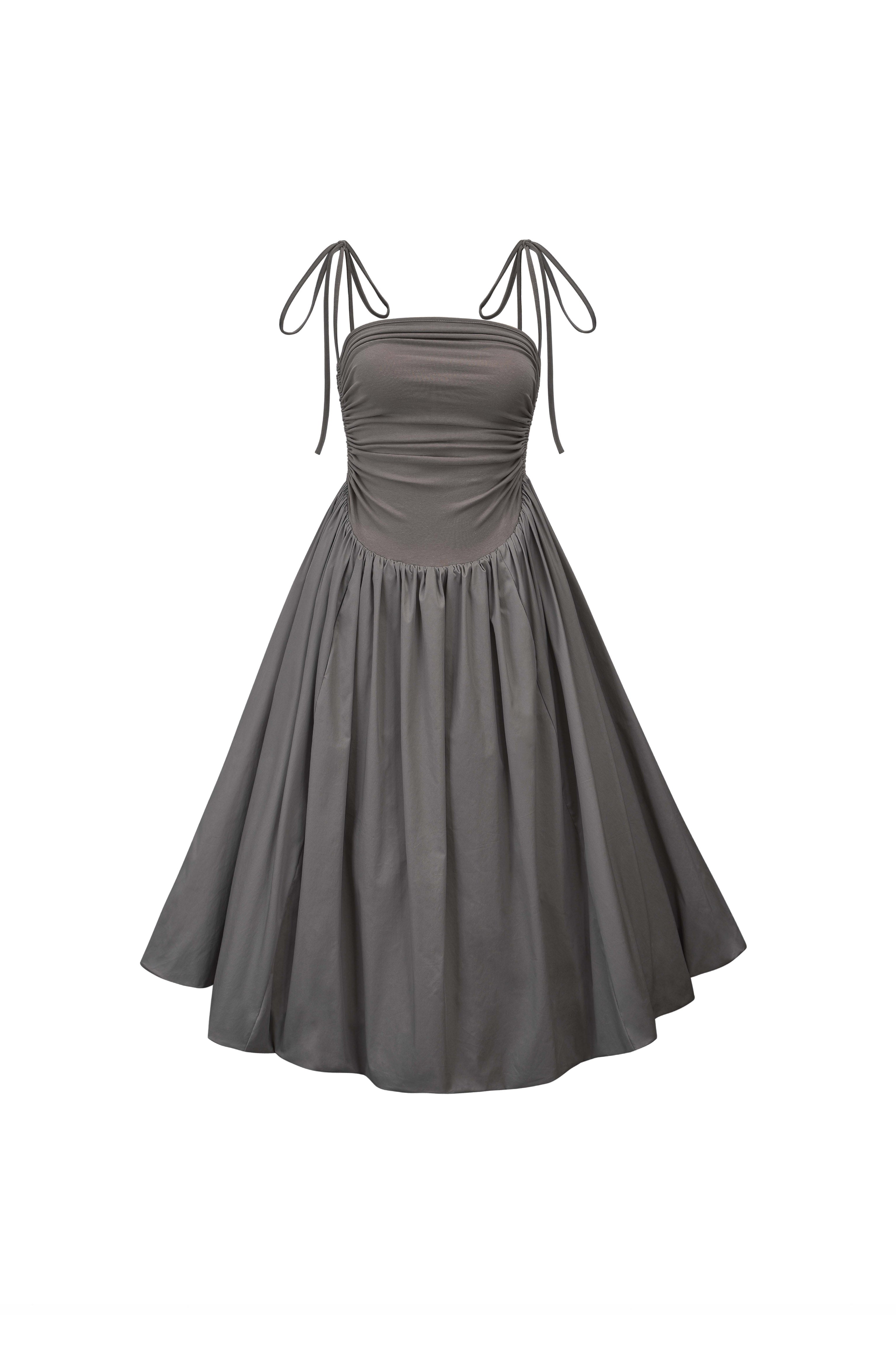 Allen Dark Grey Fluffy Midi Dresses