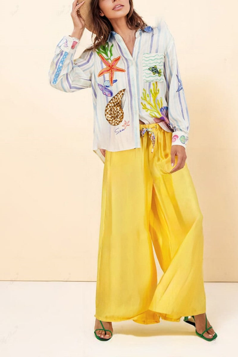 Ensemble pantalon imprimé sur le thème de l'océan