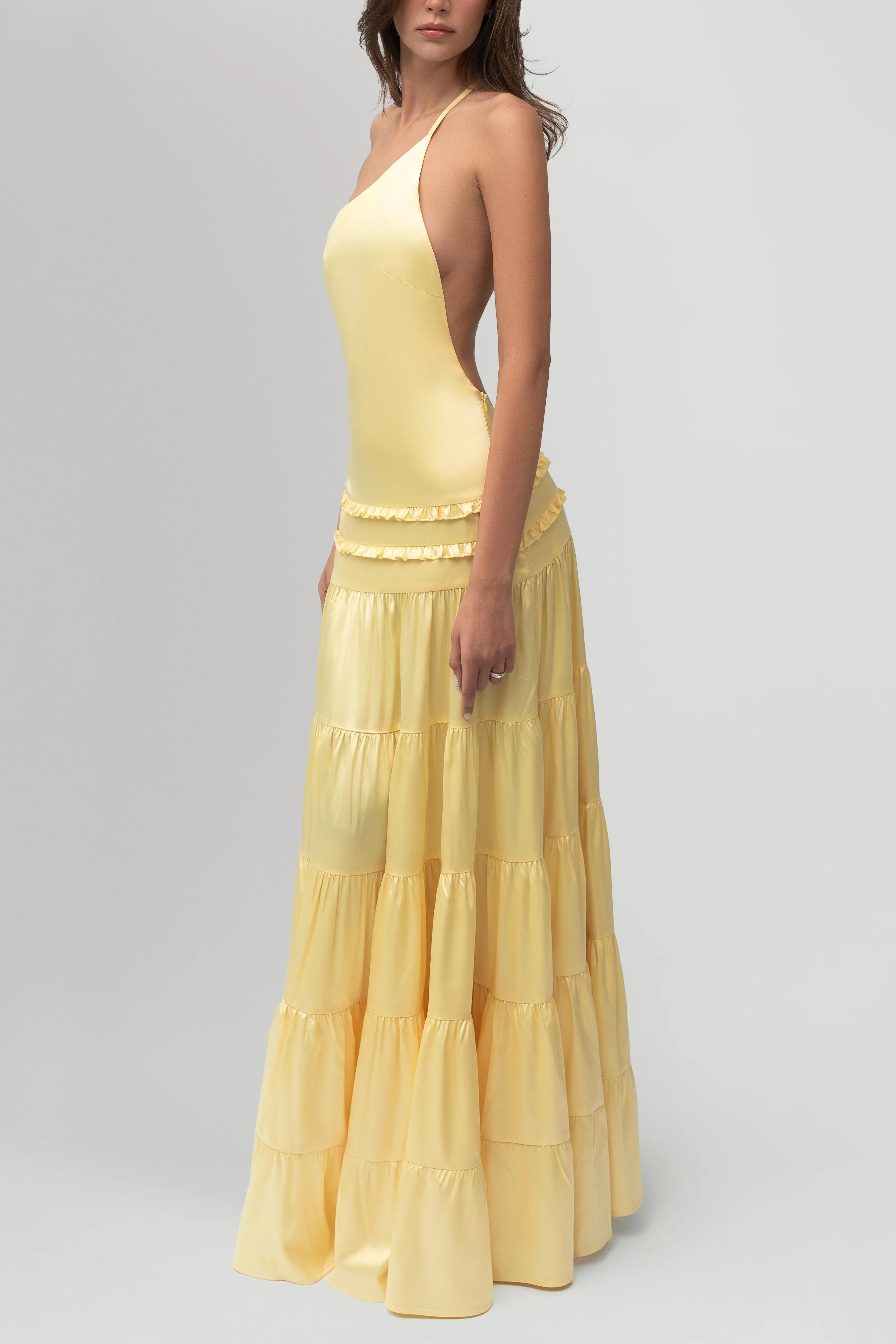Athena Backless Pleated Maxi Dress