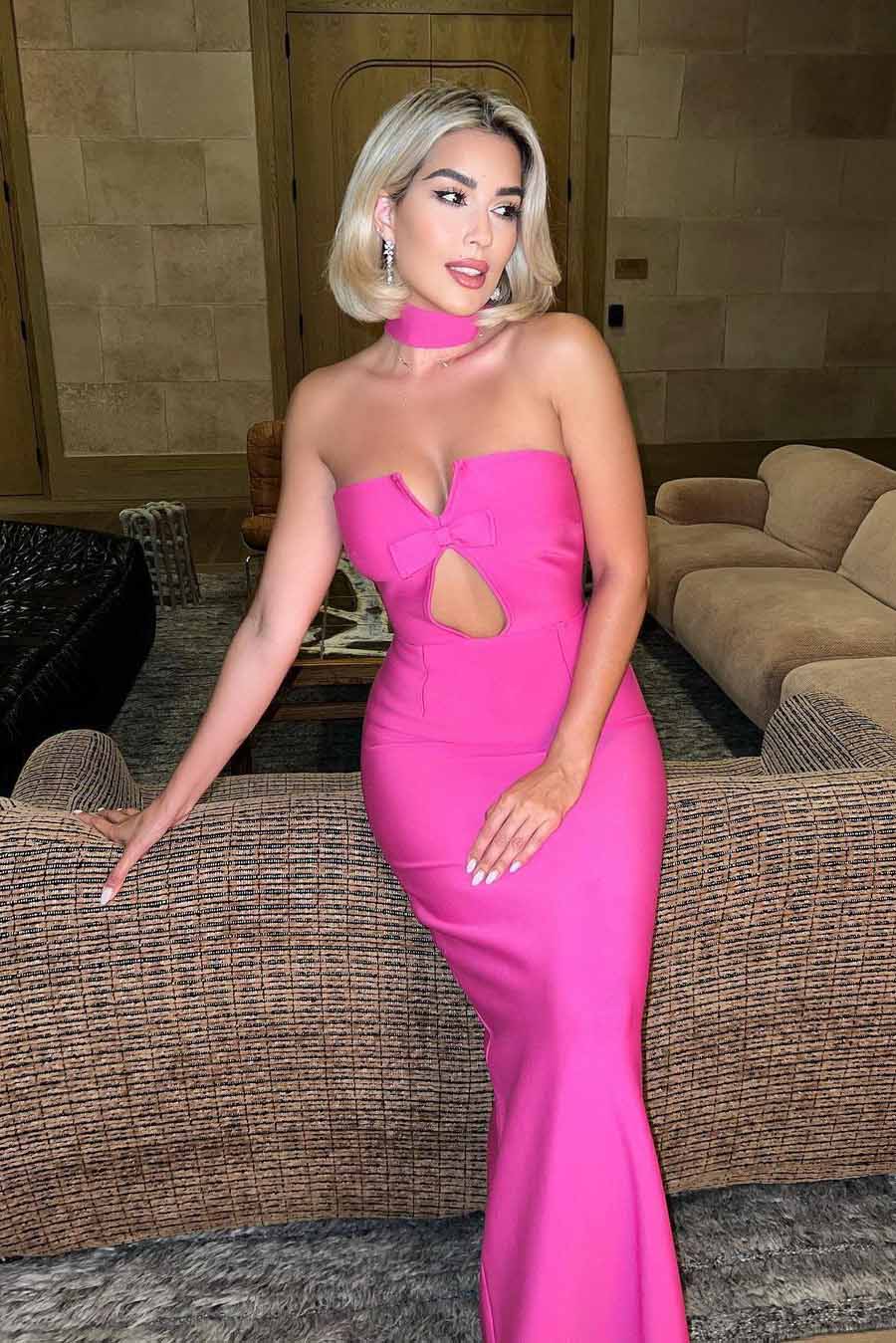 Abito lungo Holly - Rosso rosa