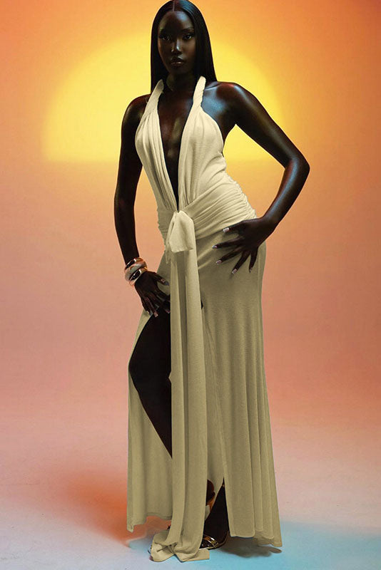 Summer New Slim Fit Tie-Backless Maxi Dress Summer New Slim Fit Tie-Backless Maxi Dress