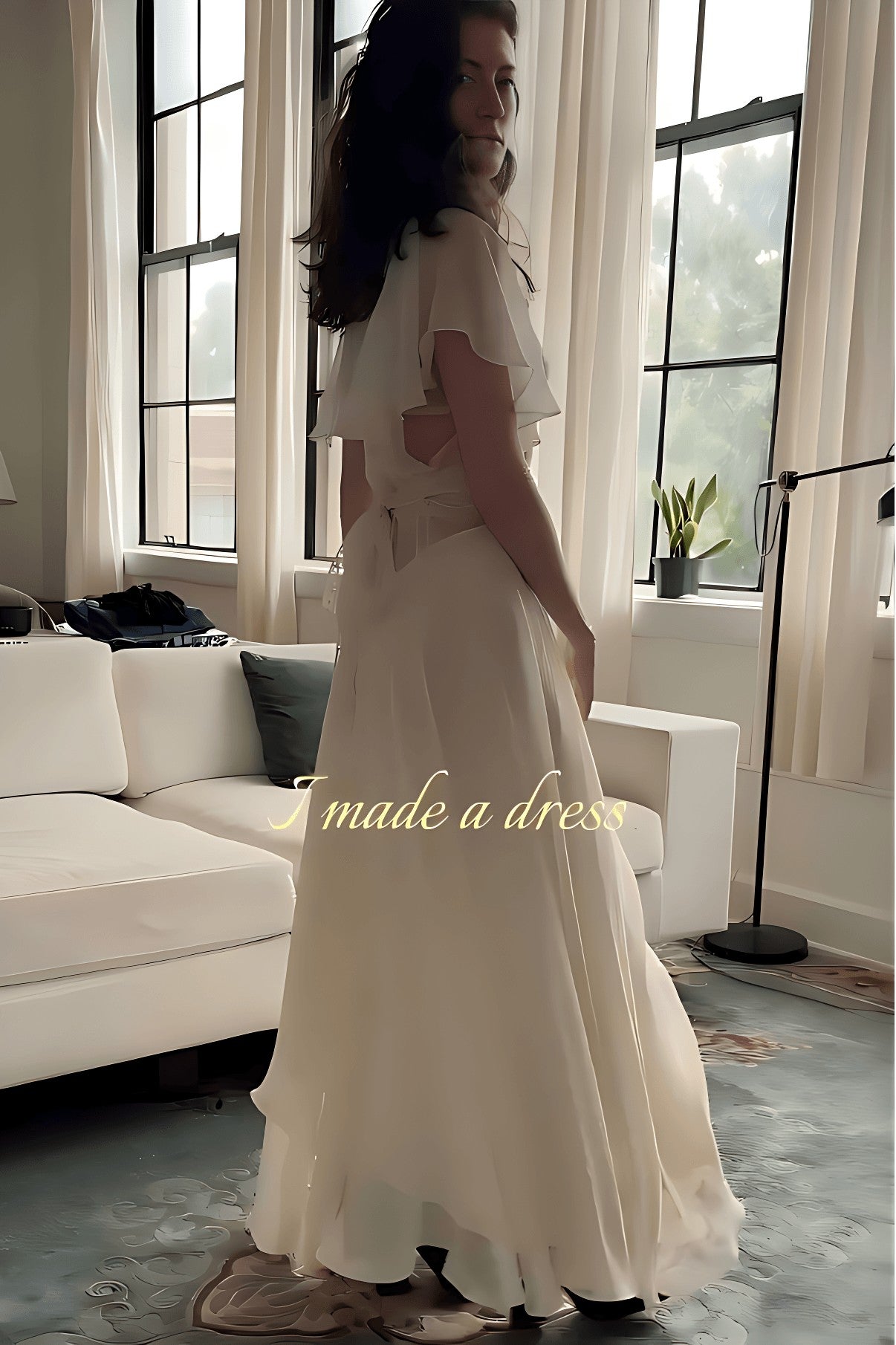 Ethereal Sheer Flutter Sleeve Maxi Dress