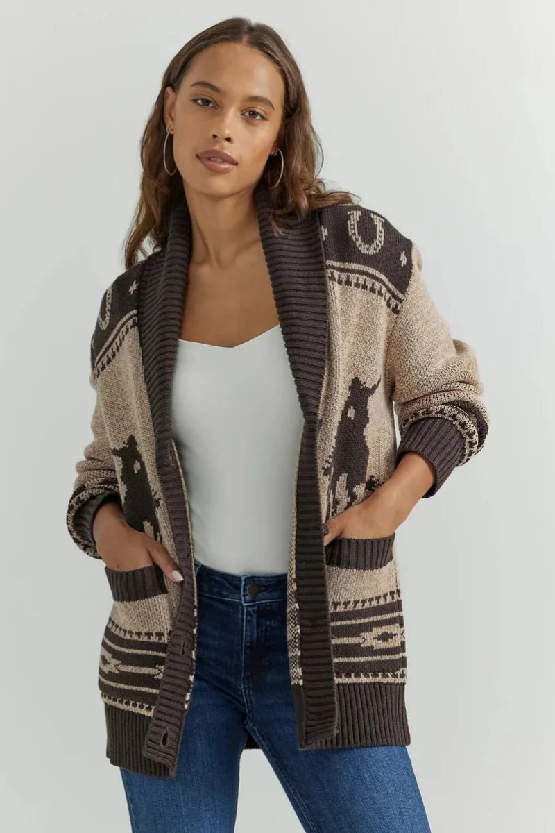 Western Style Shawl Collar Cardigan