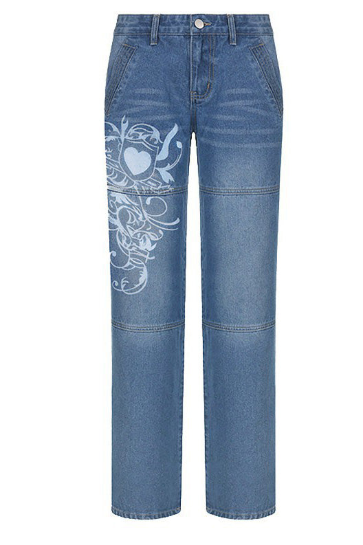 Denim Cargo med høy midje