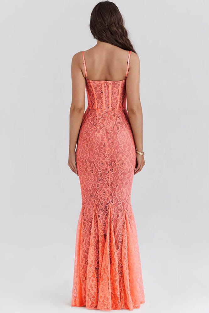 Fresh Orange Maxi Dress with Spaghetti Straps