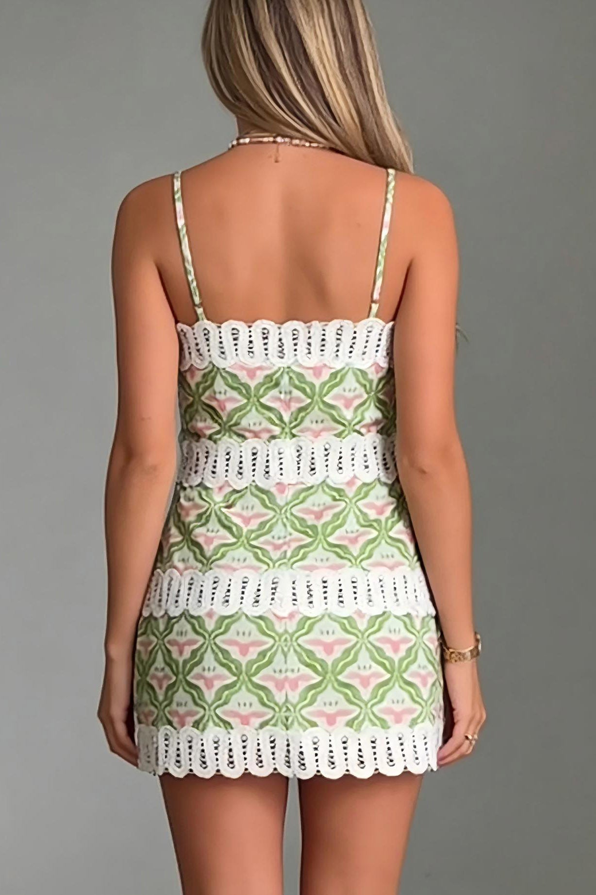 Garden Glow Mini-Kleid mit Spitzenbesatz