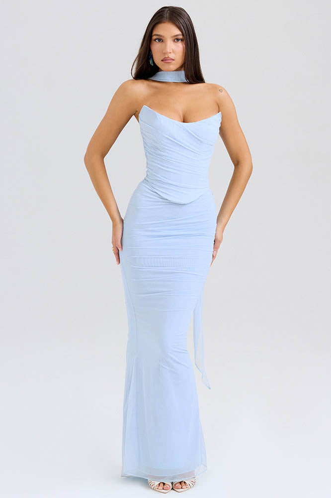 Flowy Tie Strapless Slimming Skirt Set
