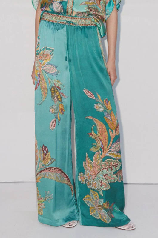 Retro Floral Print Shirt and Pants Set