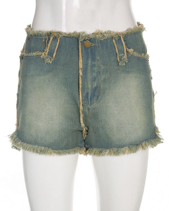 Jupe en denim mini avec des roses 3D