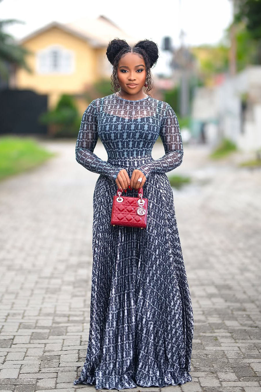 Morsom hummerprint flytende maxikjole