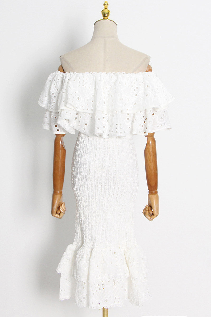 Sada maxi šatů Dolly s výšivkou s krajkou