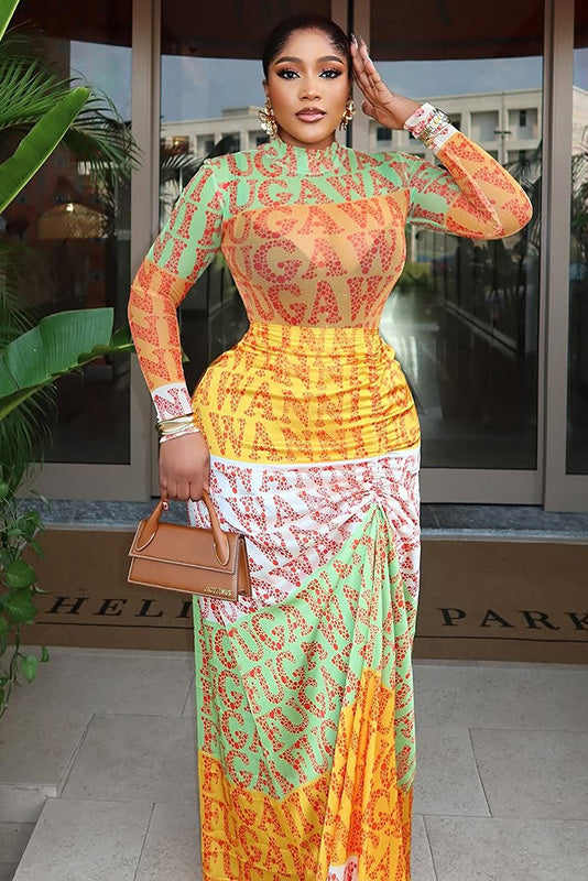 Gotik Kraliçe Şeffaf Drape Maxi Elbise