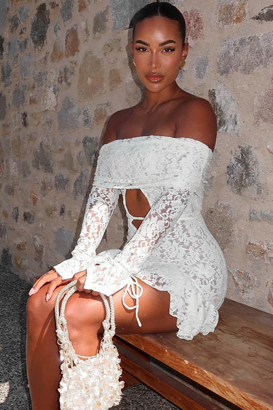 Pam bedrukte strapless split maxi-jurk