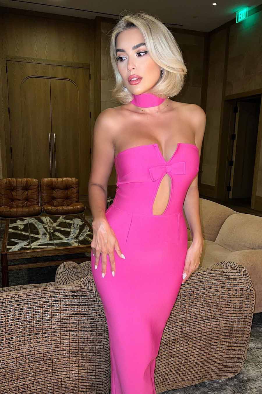 Abito lungo Holly - Rosso rosa