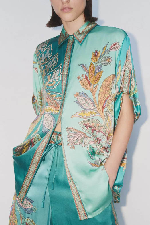 Retro Floral Print Shirt and Pants Set