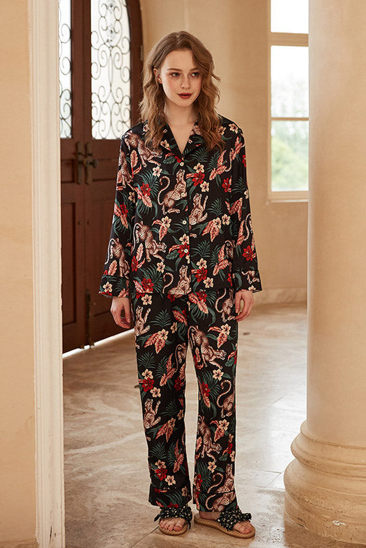 Ensemble de vêtements de détente à manches longues et imprimé floral Jaguar