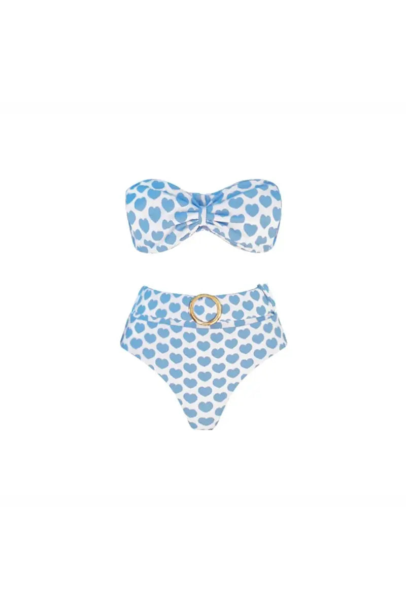 Heart Print Skirted Bikini Vacation Set