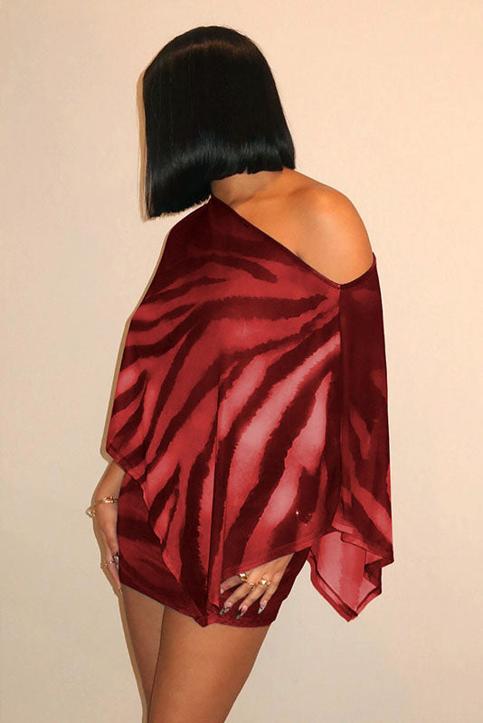 Conjunto de falda transparente con estampado de tigre