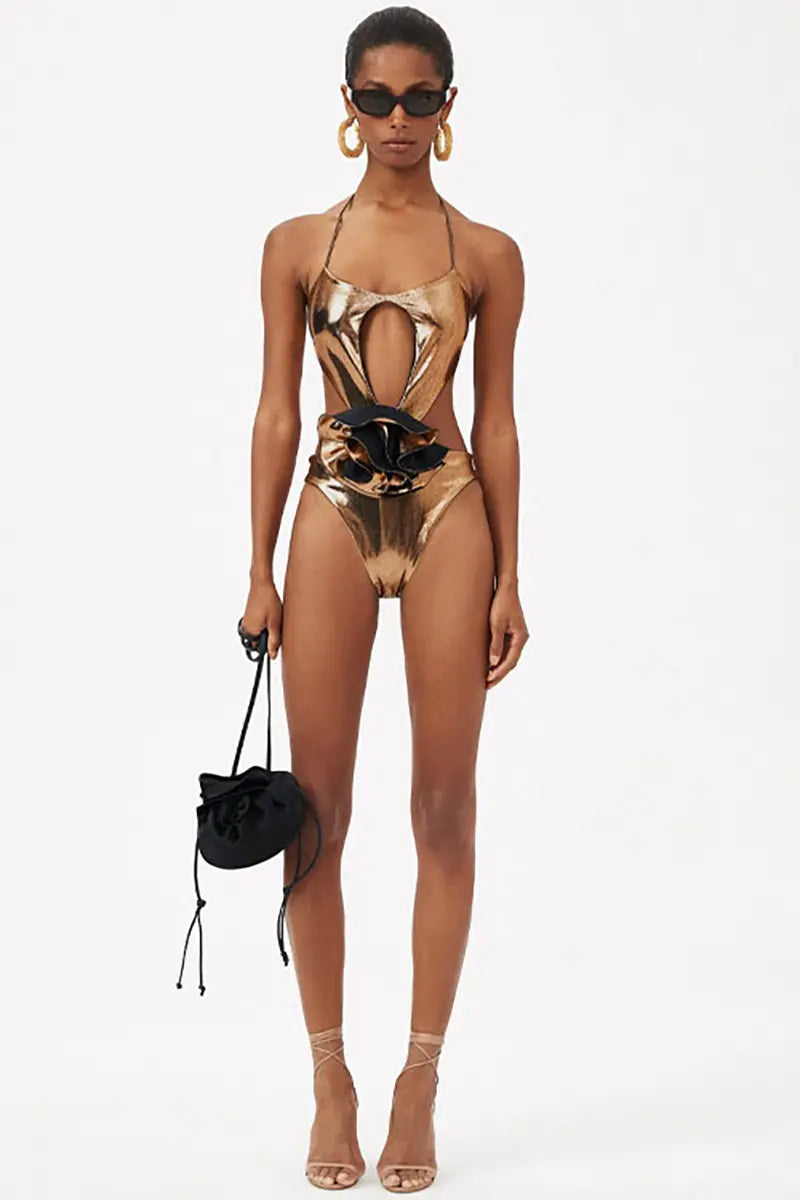 Floral Cutout Swimsuit Set