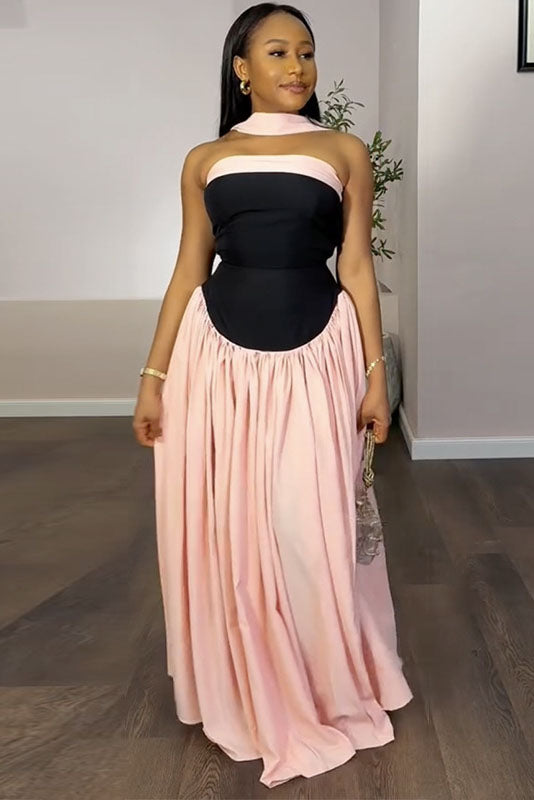 فستان ماكسي فضفاض بطبعة سرطان البحر المرحة