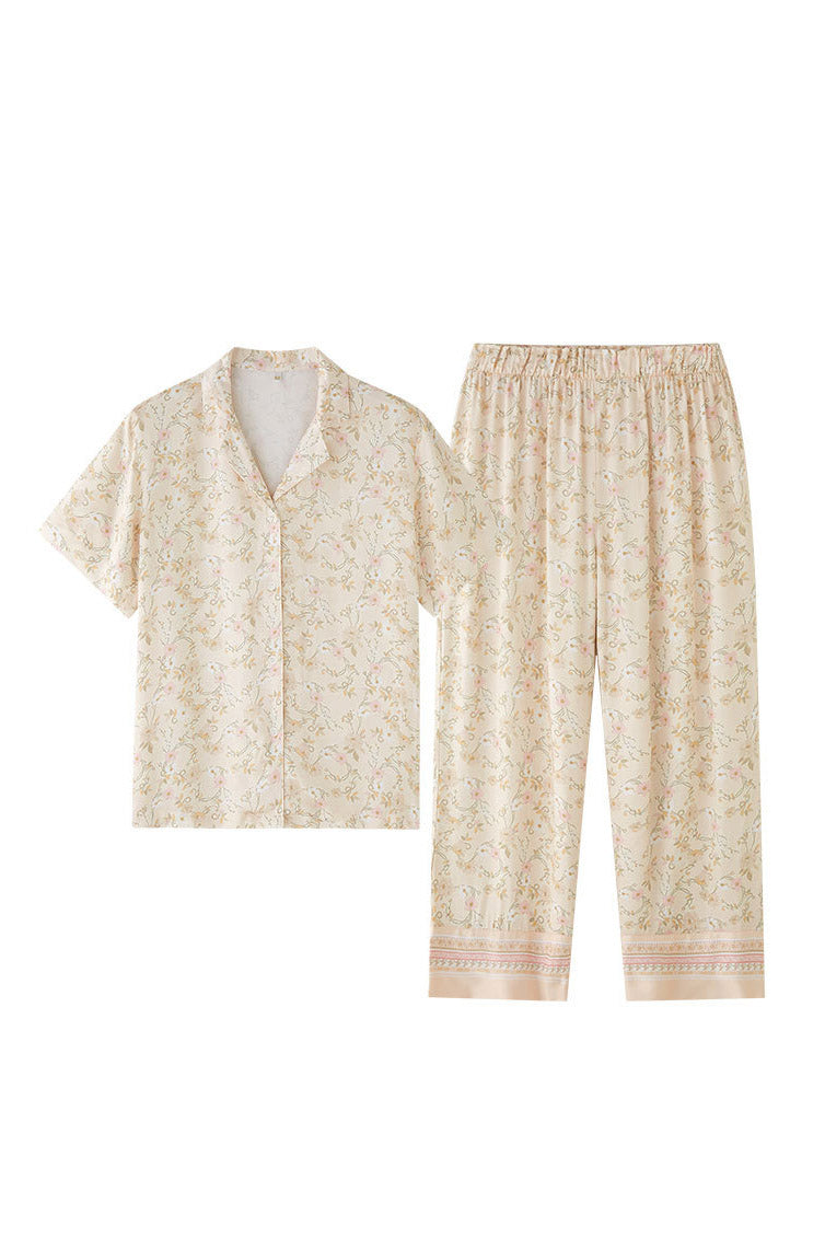 Set oblečení na spaní s výšivkou saténovou růží