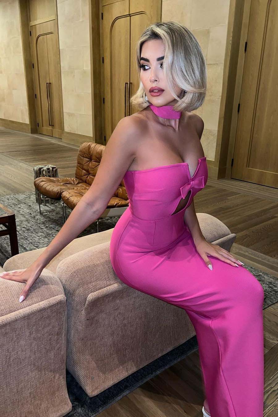 Abito lungo Holly - Rosso rosa