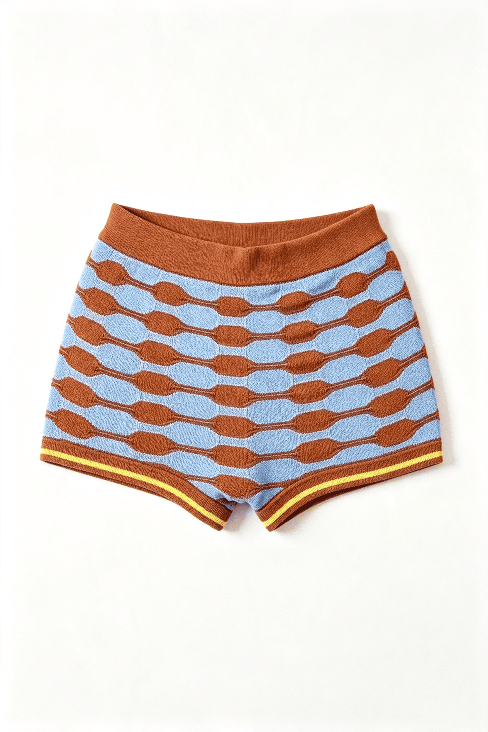 Vintage Wavy Stripe High Waist Knit Shorts