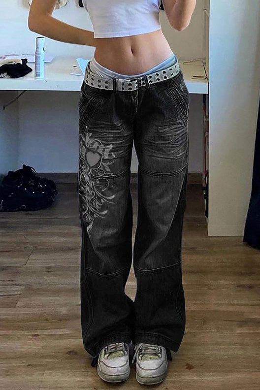 Denim Cargo med høy midje