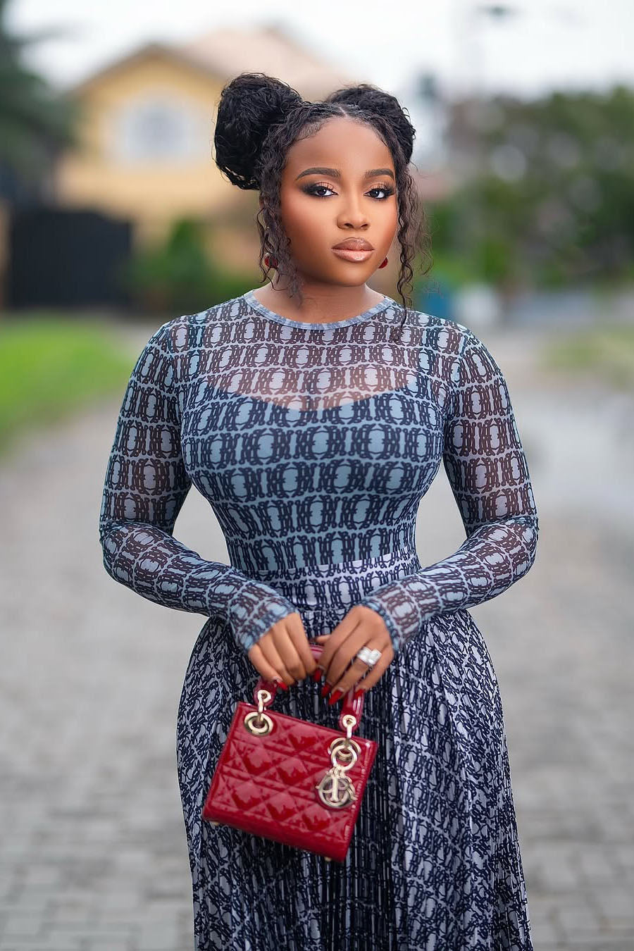 Morsom hummerprint flytende maxikjole