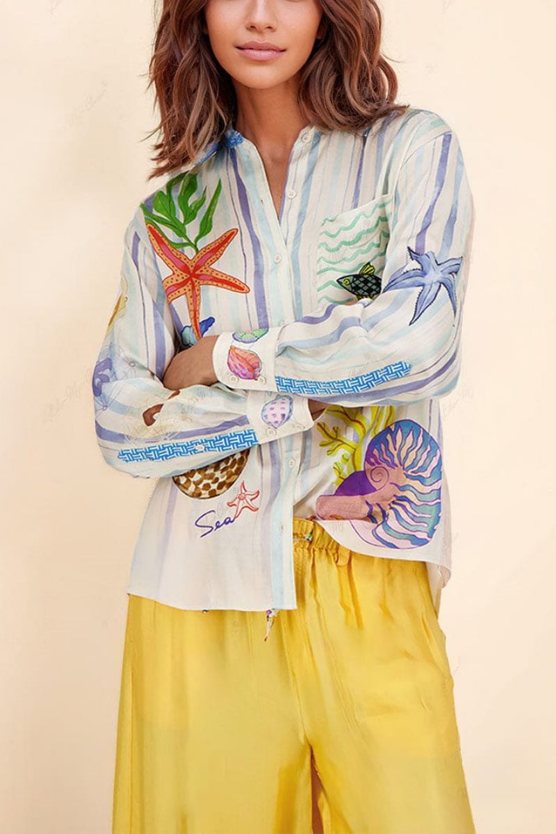 Ensemble pantalon imprimé sur le thème de l'océan