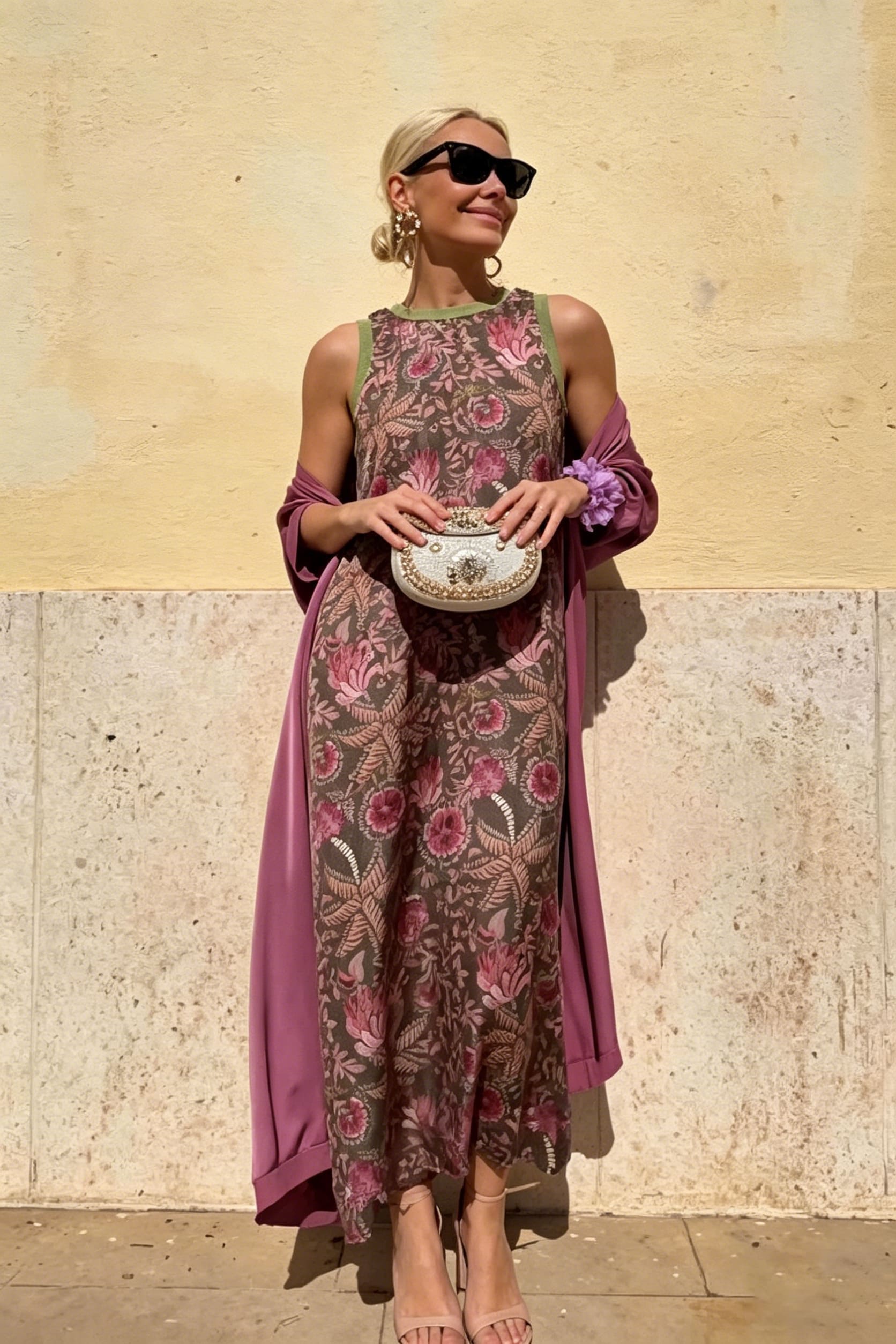 Vestido midi asimétrico de jacquard