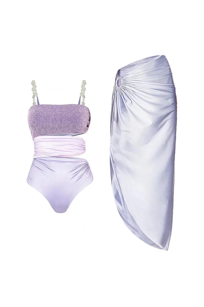 Glitter Cutout Resort Swimsuit Set