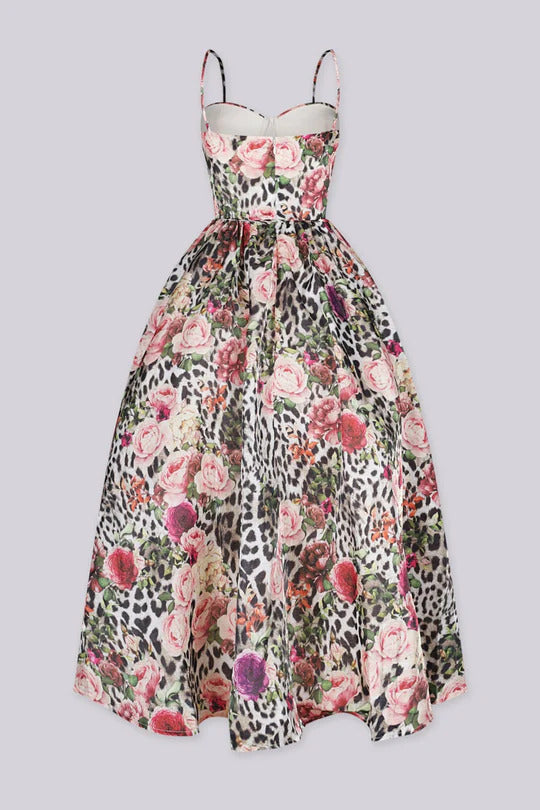 Conjunto de calças florais com mangas balonê Félice