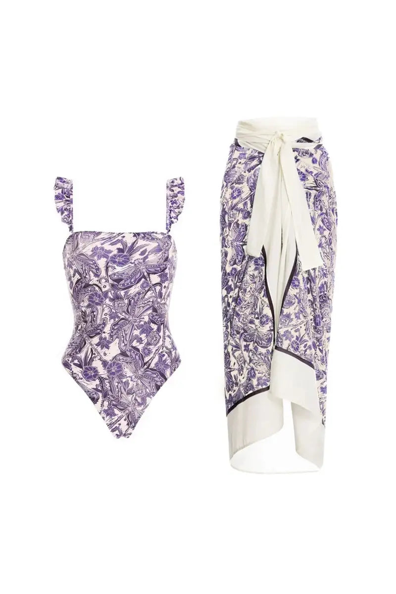 Dragonfly Ruffle Bikini Swimsuit Set