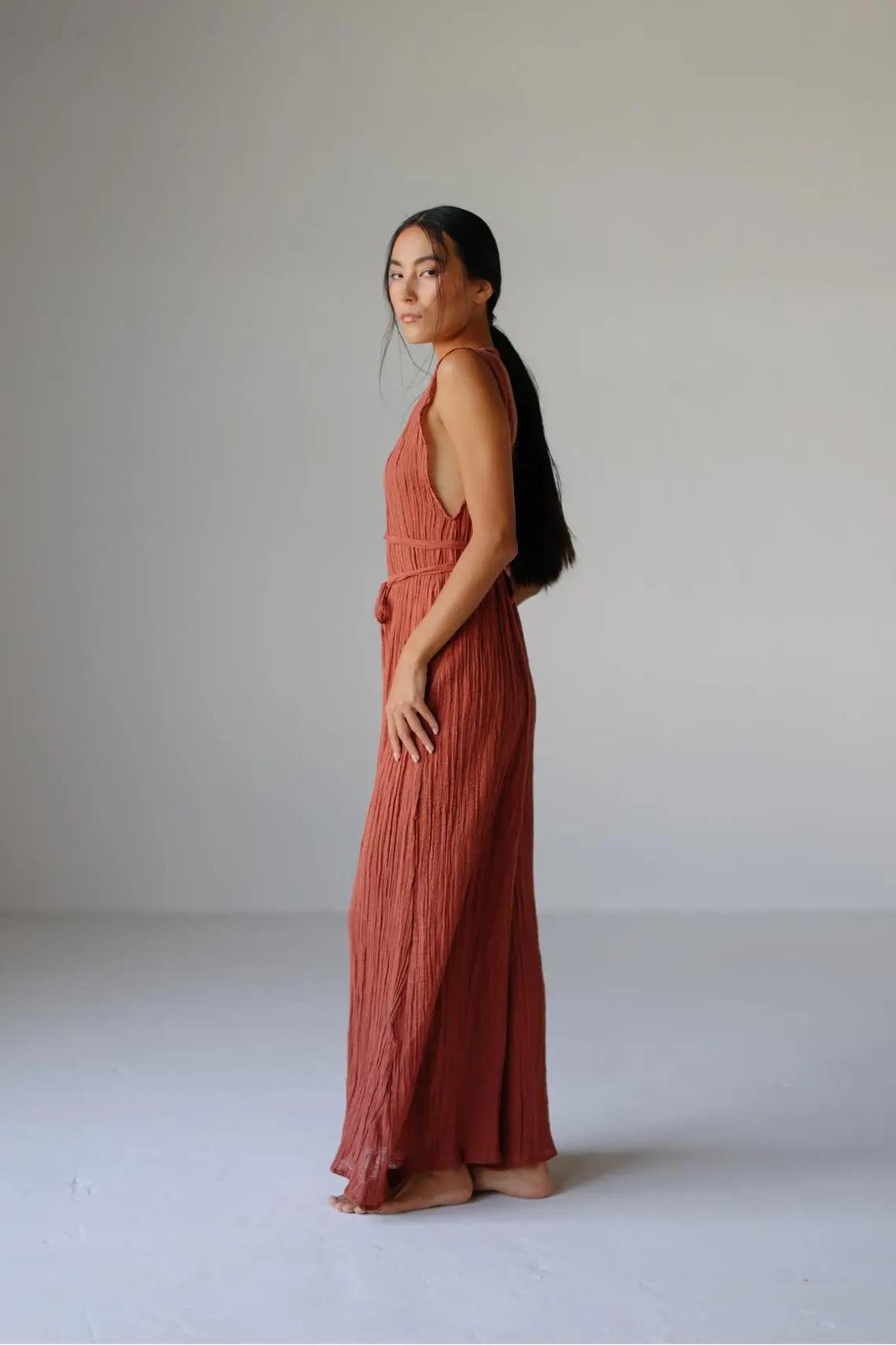 Plunge Neckline Wide Leg Jumpsuit