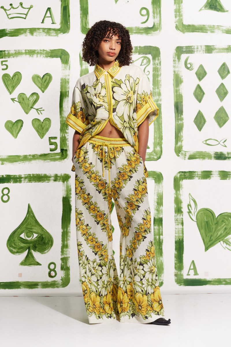 Ensemble pantalon fleuri à manches mi-longues Anastasie