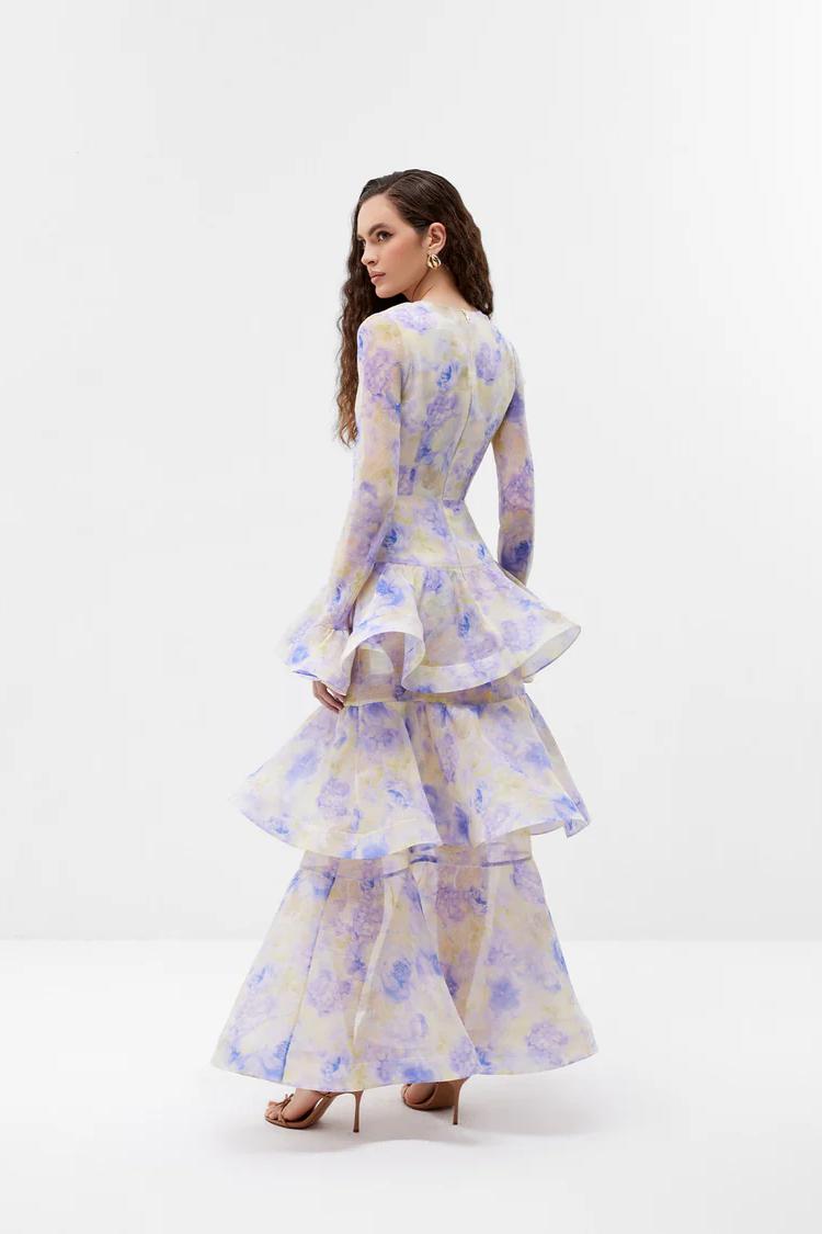 Floral Tiered Ruffle Midi Dress