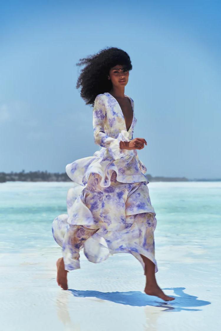 Floral Tiered Ruffle Midi Dress