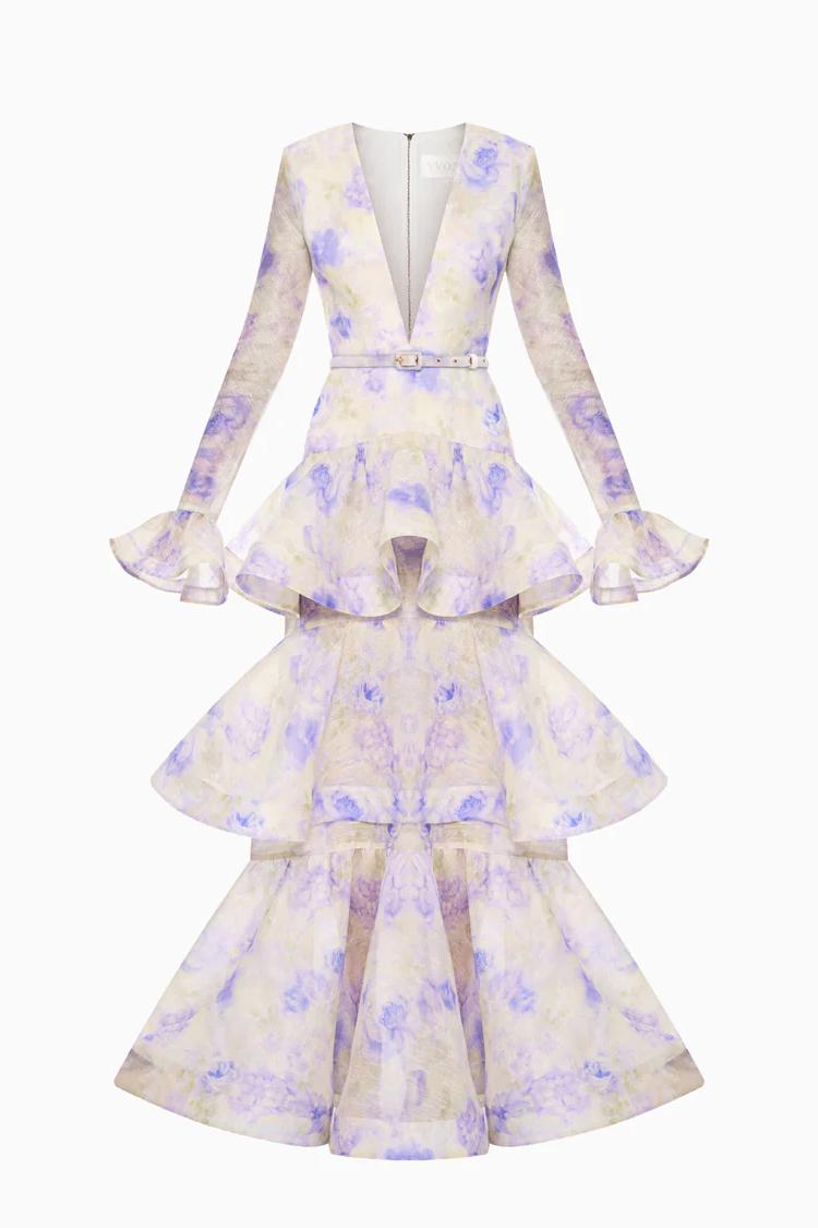 Floral Tiered Ruffle Midi Dress