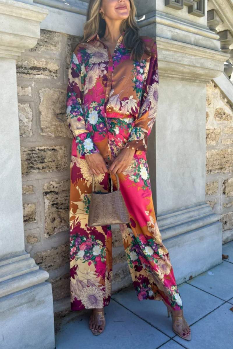 花柄ソフトサテンボタンセット