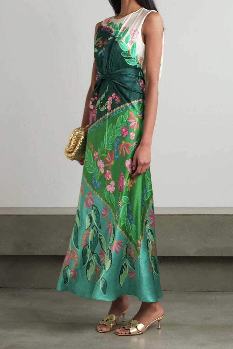 Satin Twist Printed Dress